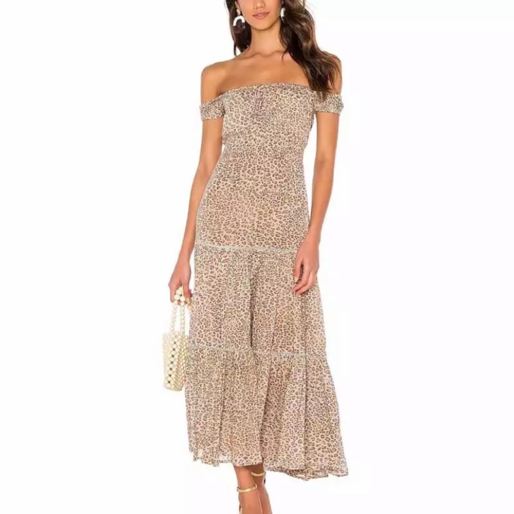 SOLD OUT Boho Leopard Off Shoulder Maxi Dress - Picture 6 of 9